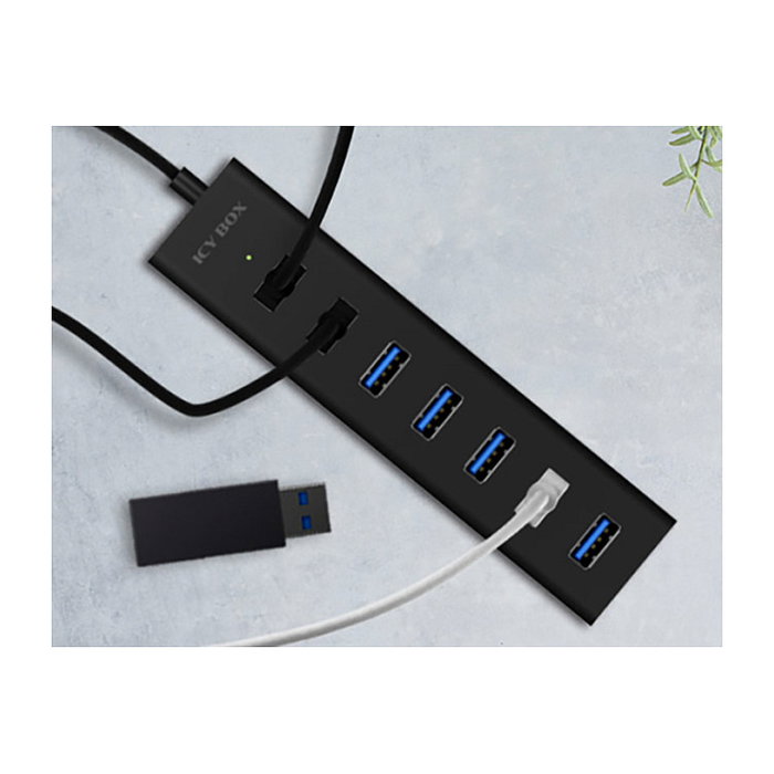 ICY BOX IB-HUB1700-U3 Concentrador USB Hub 7 Puertos USB 3.0 (5 Gbps) con Alimentación Externa, Color Negro, Aluminio, Plug & Play para Windows/Mac ICY BOX IB-HUB1700-U3 Concentrador USB Hub 7 Puertos USB 3.0 (5 Gbps) con Alimentación Externa, Color Negro, Aluminio, Plug & Play para Windows/Mac