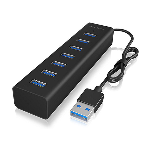 ICY BOX IB-HUB1700-U3 Concentrador USB Hub 7 Puertos USB 3.0 (5 Gbps) con Alimentación Externa, Color Negro, Aluminio, Plug & Play para Windows/Mac ICY BOX IB-HUB1700-U3 Concentrador USB Hub 7 Puertos USB 3.0 (5 Gbps) con Alimentación Externa, Color Negro, Aluminio, Plug & Play para Windows/Mac