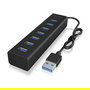 ICY BOX IB-HUB1700-U3 Concentrador USB Hub 7 Puertos USB 3.0 (5 Gbps) con Alimentación Externa, Color Negro, Aluminio, Plug & Play para Windows/Mac