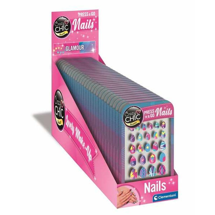 Clementoni Press & Go Nails Glamour Kit de Uñas Adhesivas