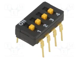 Aratas (Formerly Omron Components) Interruptor DIP-SWITCH A6D-4103 de 4 secciones