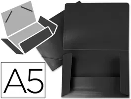 Liderpapel Carpeta con Gomas Tres Solapas Polipropileno DIN A5 Color Negro Opaco 400 Micras Capacidad 100 Hojas 8x240x180 mm