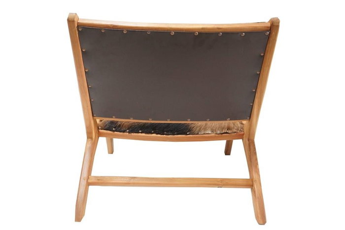 DKD Home Decor Butaca Colonial Marron Blanco Teca Piel 78 x 68 x 65 cm