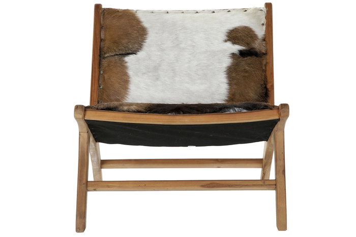 DKD Home Decor Butaca Colonial Marron Blanco Teca Piel 78 x 68 x 65 cm