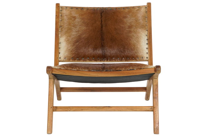 DKD Home Decor Butaca Colonial Marron Blanco Teca Piel 78 x 68 x 65 cm