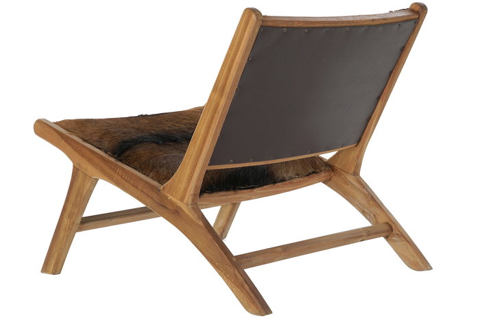 DKD Home Decor Butaca Colonial Marron Blanco Teca Piel 78 x 68 x 65 cm