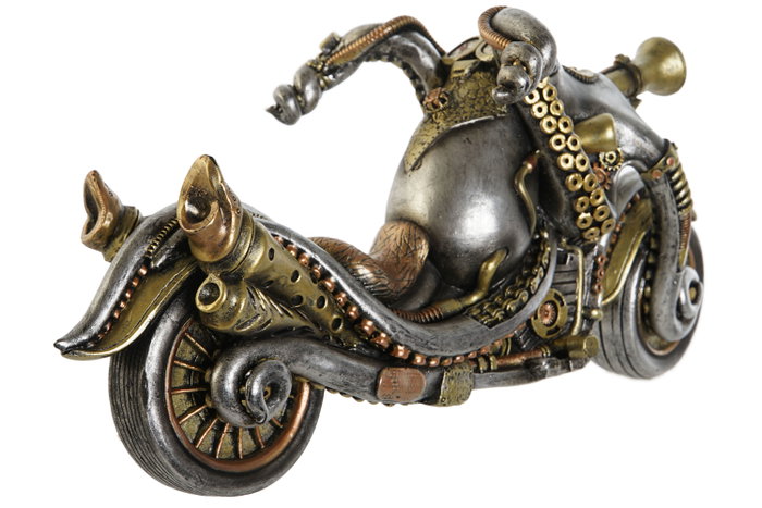 DKD Home Decor Figura de Resina de Moto Gris y Multicolor