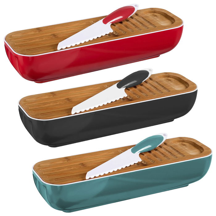Cook Concept Panera con Tabla y Cuchillo para Pan 3 en 1 Colores Surtidos 40x12,5 cm