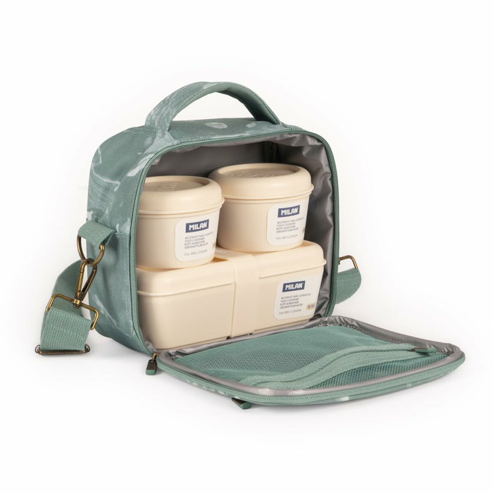 Milan Bolsa Isotérmica Porta Alimentos Serie Lava Verde con 3 Recipientes Milan Bolsa Isotérmica Porta Alimentos Serie Lava Verde con 3 Recipientes