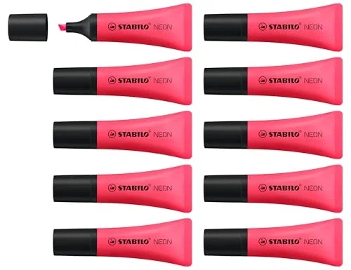 Stabilo Marcador Fluorescente Rosa Neón de 2 a 5 mm (Pack de 10)