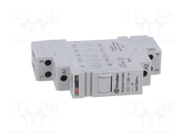 FINDER Relé de instalación biestable 20.28 12V AC 16A NA x2