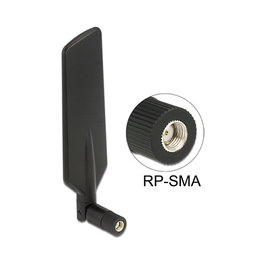 DeLOCK Antena LTE Dualband WLAN 1-4 dBi RP-SMA negra
