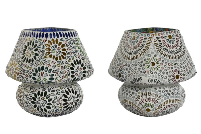 DKD Home Decor Lámpara de Sobremesa de Cristal Mandal, Surtido de 2