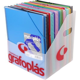 Grafoplás Carpeta Con Fundas Maxiplás Surtidas Espiral A4 C-Sobre PP Rígido Opaco C-Surtidos Expositor 16 Ud