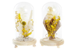 DKD Home Decor Decoración Flor Seca Cristal 12x12x21 (Surtido de 2)