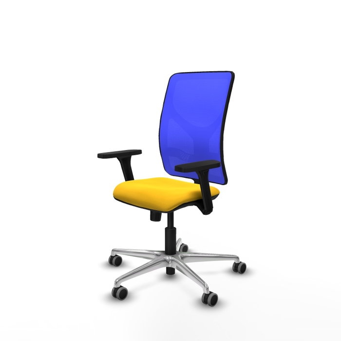 PIQUERAS Y CRESPO Silla de oficina Motilla con mecanismo Sincro, Azul y Amarillo