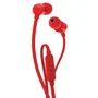 JBL Auriculares Intrauditivos T110 con Micrófono para Móvil, Cable Jack 3.5mm, Color Rojo