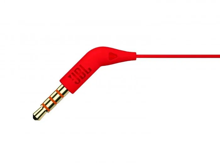 JBL T110 Auriculares intraaurales alámbricos con micrófono para llamadas/música, color rojo, conector Jack 3.5 mm