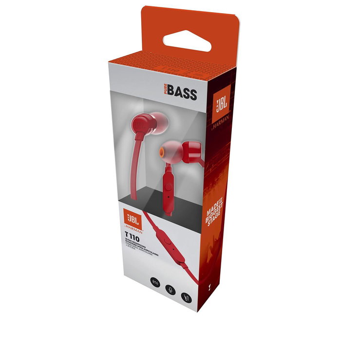 JBL TUNE110 Auriculares Intrauditivos Rojos con Micrófono