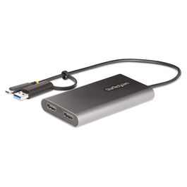 StarTech Adaptador USB-C a HDMI Doble (USB-C o A a 2x HDMI) - 4K 60Hz, 100W PD Passthrough, Cable de 30cm - DL6950