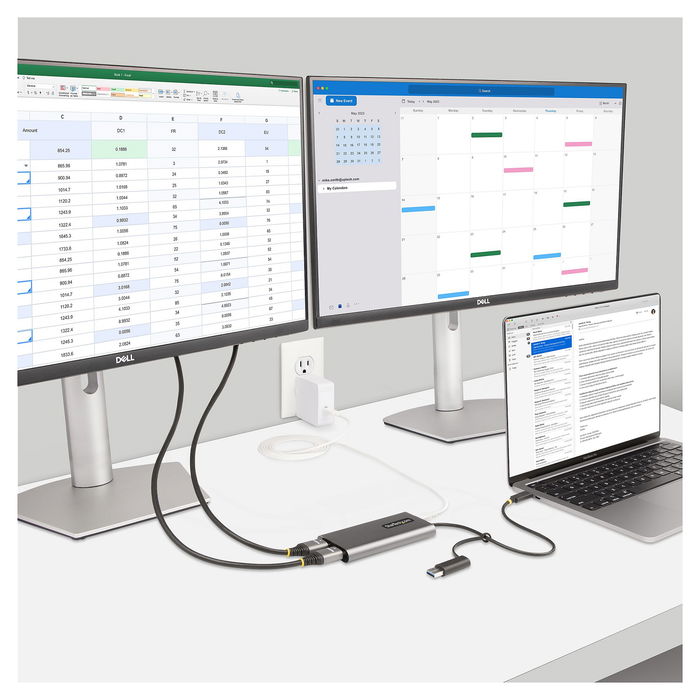 StarTech Adaptador USB-C a HDMI Doble (USB-C o A a 2x HDMI) - 4K 60Hz, 100W PD Passthrough, Cable de 30cm - DL6950
