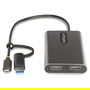 StarTech Adaptador USB-C a HDMI Doble (USB-C o A a 2x HDMI) - 4K 60Hz, 100W PD Passthrough, Cable de 30cm - DL6950
