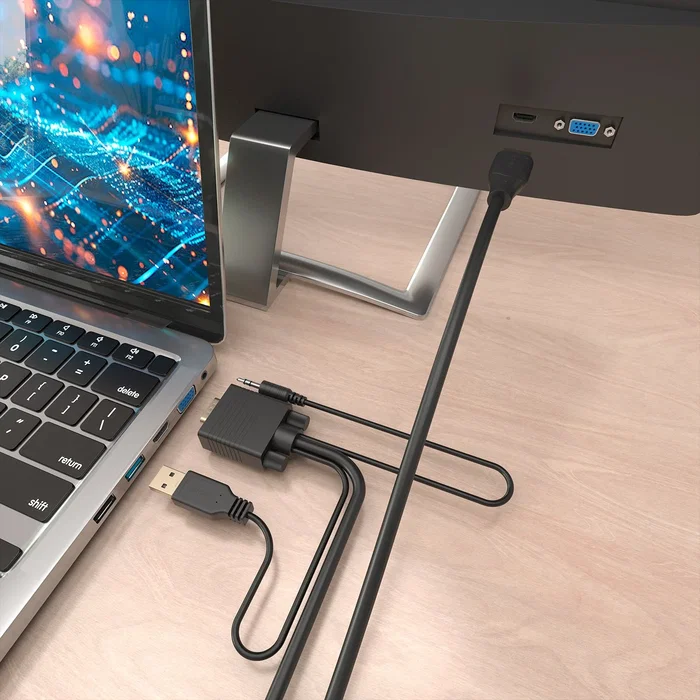 Aisens Cable Conversor SVGA y Audio a HDMI, 1.0m, Negro