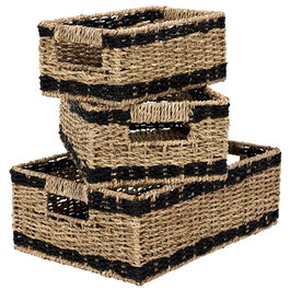 Home Deco Factory Juego de 3 Cestas de Almacenamiento Trenzadas