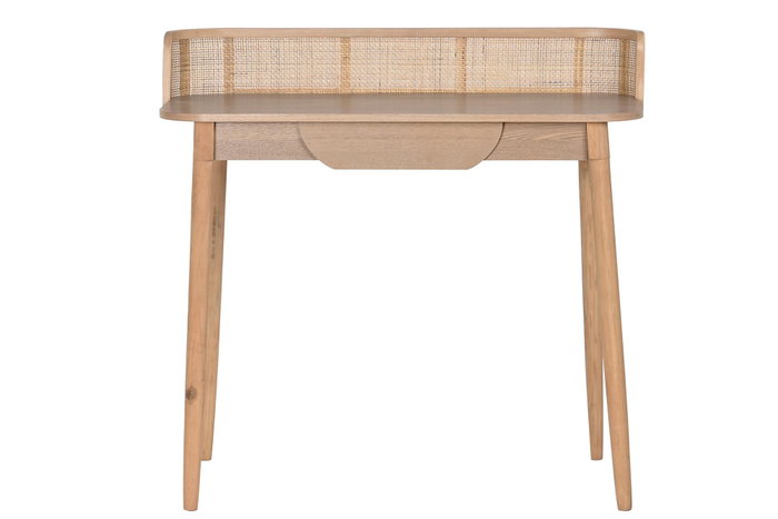 DKD Home Decor Escritorio Paulownia y Ratán Natural 96x43x79,2 cm