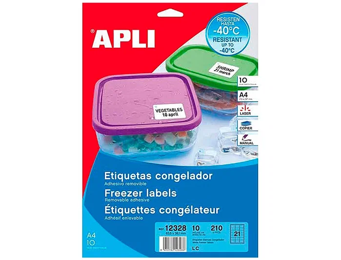 Apli Etiquetas Adhesivas para Congelador 63,5 x 38,1 mm, 210 unidades Apli Etiquetas Adhesivas para Congelador 63,5 x 38,1 mm, 210 unidades