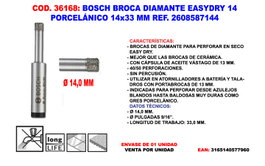 Bosch Broca Diamante EasyDry 14x33 mm para Porcelánico