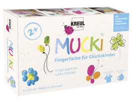 Kreul Set mini 6 botes pintura para dedos MUCKI 'Fortune' 50 ml
