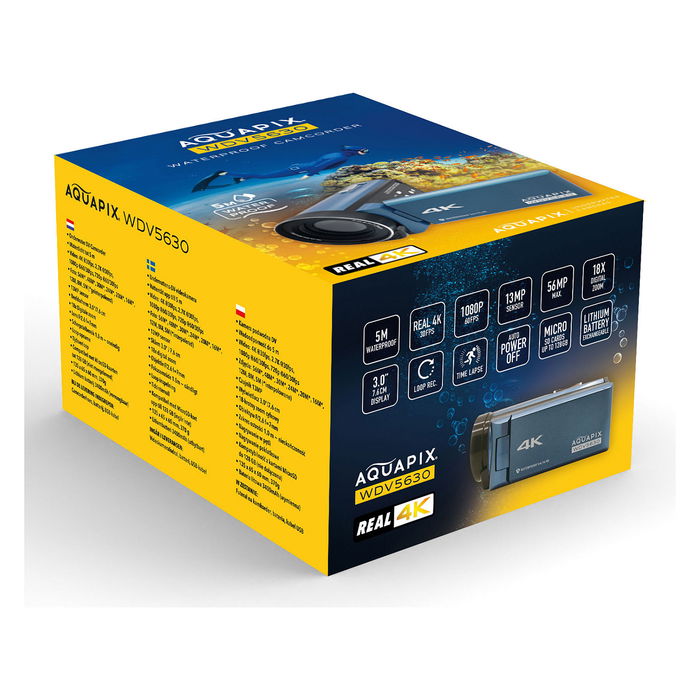 Easypix Aquapix WDV5630 Videocámara Sumergible 4K Ultra HD, 13 MP CMOS, Pantalla 3", 18x Zoom, Resistente al Agua 5 m, Color Gris Azul Easypix Aquapix WDV5630 Videocámara Sumergible 4K Ultra HD, 13 MP CMOS, Pantalla 3", 18x Zoom, Resistente al Agua 5 m, Color Gris Azul