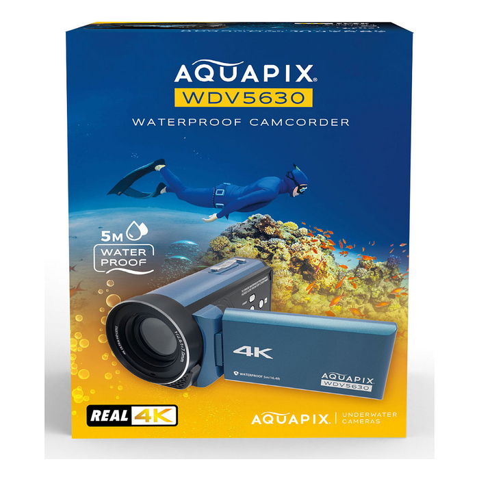 Easypix Aquapix WDV5630 Videocámara Sumergible 4K Ultra HD, 13 MP CMOS, Pantalla 3", 18x Zoom, Resistente al Agua 5 m, Color Gris Azul Easypix Aquapix WDV5630 Videocámara Sumergible 4K Ultra HD, 13 MP CMOS, Pantalla 3", 18x Zoom, Resistente al Agua 5 m, Color Gris Azul