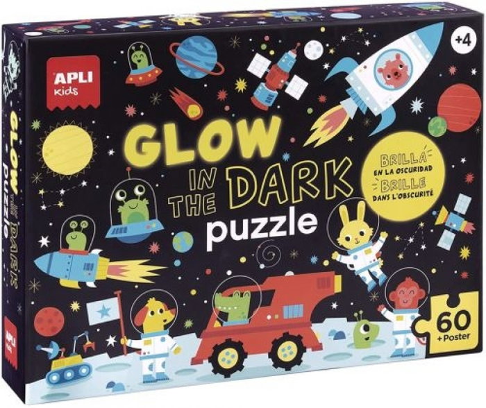 APLI Puzle Educativo Espacio 60 Piezas Glow in the Dark