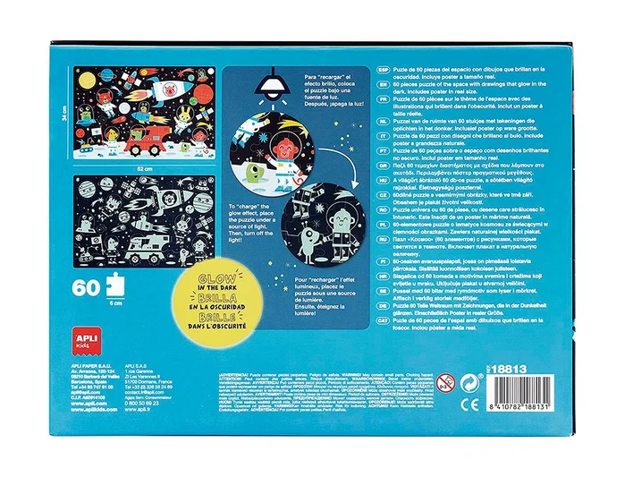 APLI Puzle Educativo Espacio Glow in the Dark 60 Piezas APLI Puzle Educativo Espacio Glow in the Dark 60 Piezas