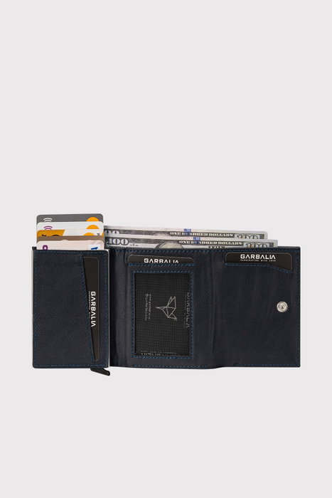 Zoozie Bags Donetsk - Cartera de Piel PU Azul Marino para Hombre, Elegante y Funcional con Múltiples Ranuras para Tarjetas y Compartimento para Billetes, 7x2.5x9cm
