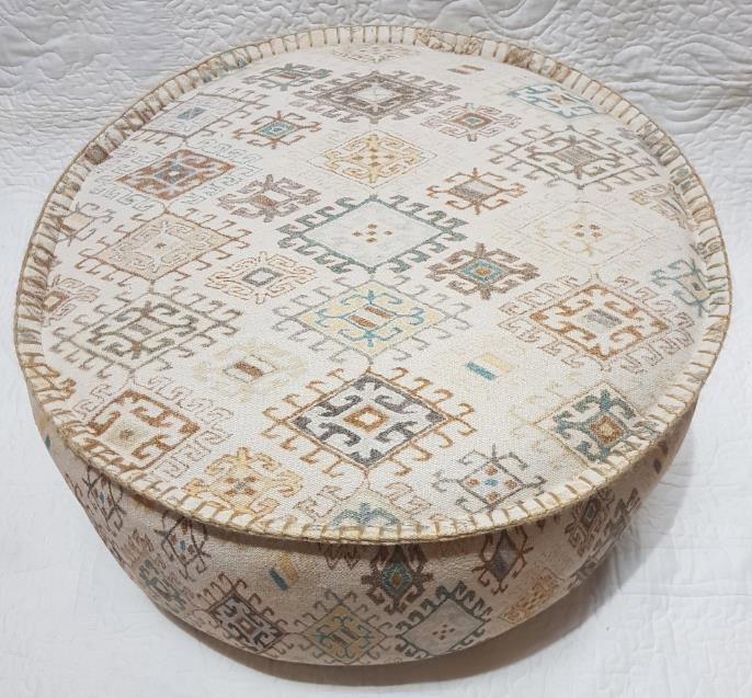 DKD Home Decor Cojín de Algodón Beige con Rombos Desgastados Sanki