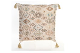 DKD Home Decor Cojín de Algodón Beige con Rombos Desgastados Sanki