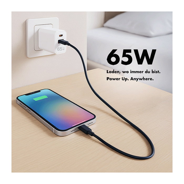 LogiLink Cargador USB-A/C 65 W GaN, 1x USB-A (QC), 1x USB-C (PD), Blanco