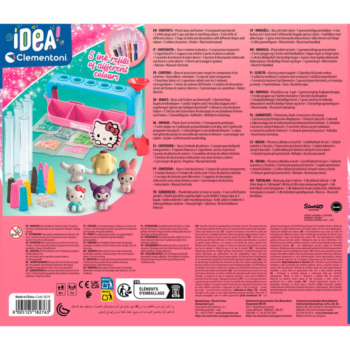 Clementoni 18276 - Juego de Laboratorio de Bolígrafos Hello Kitty & Friends, para crear y personalizar bolígrafos, +6 años