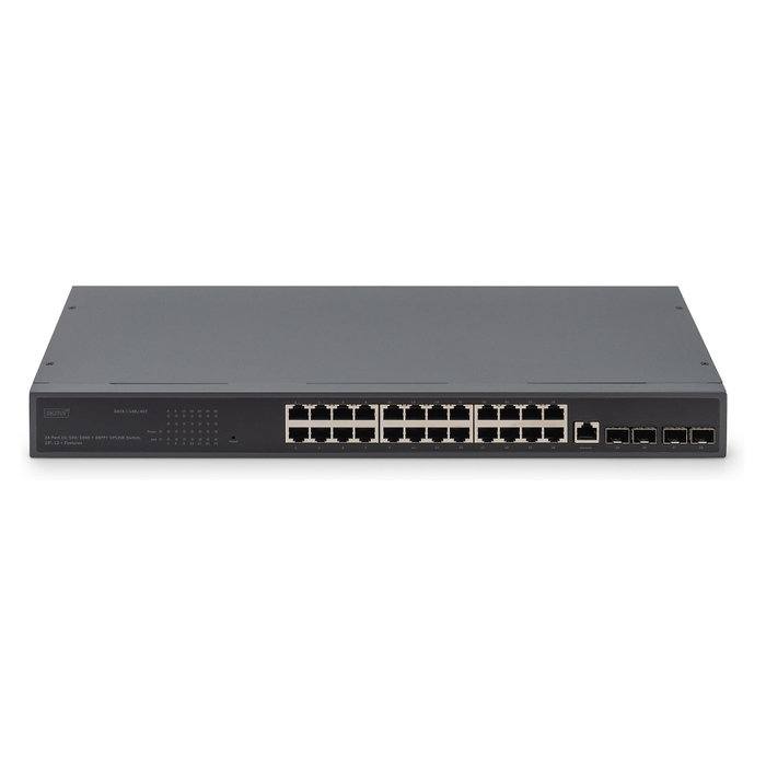 Digitus Switch 19" 24-Port Gigabit L3 Managed +4x SFP+ Uplink Negro 1U Rackmount 128 Gbit/s
