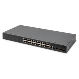 DIGITUS Switch Gestionado Gigabit L3 19" 24-Port +4x SFP+ Negro