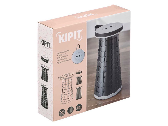 Kipit Taburete Plegable Gris de Plástico ABS 25x7,5x25 cm (Set de 8)