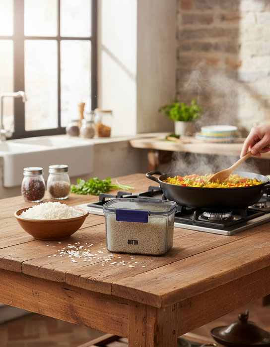 Inde Tarro PET Rectangular con Tapa Hermética de 680 ml (13.2 x 10.8 x 8.8 cm) (12 Unidades)