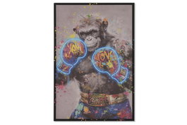 DKD Home Decor Cuadro LED Lienzo Chimpancé Boxeo 83x3,7x123 cm