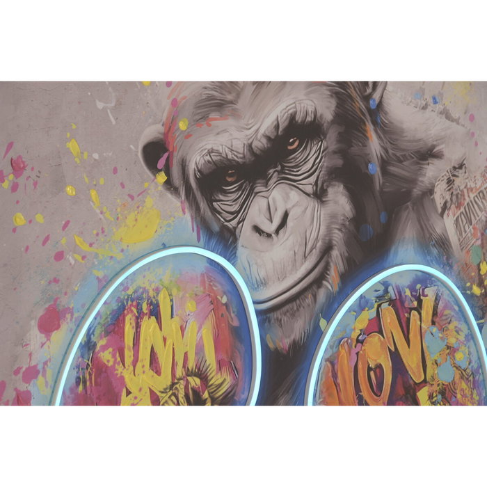 DKD Home Decor Cuadro LED Lienzo Chimpancé Boxeo 83x3,7x123 cm