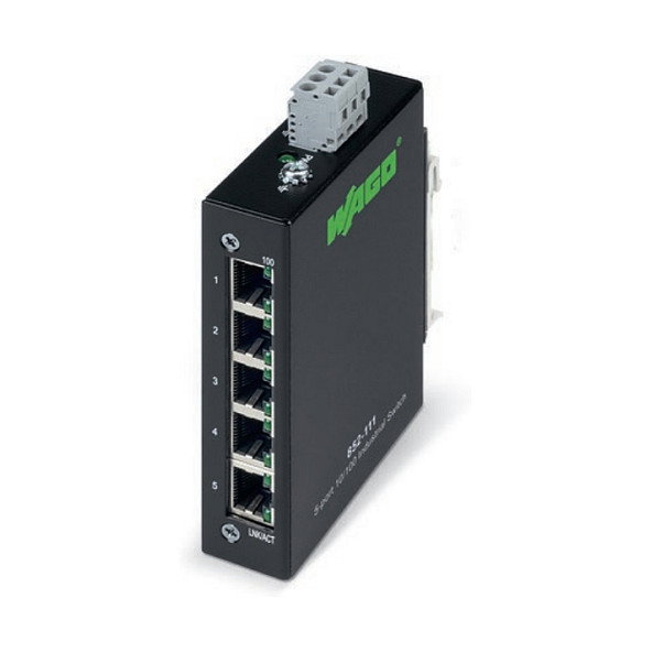 WAGO 852-111 Switch Industrial Ethernet 5 Puertos Fast Ethernet (10/100) Full Duplex Montaje Rack IP30 Negro WAGO 852-111 Switch Industrial Ethernet 5 Puertos Fast Ethernet (10/100) Full Duplex Montaje Rack IP30 Negro
