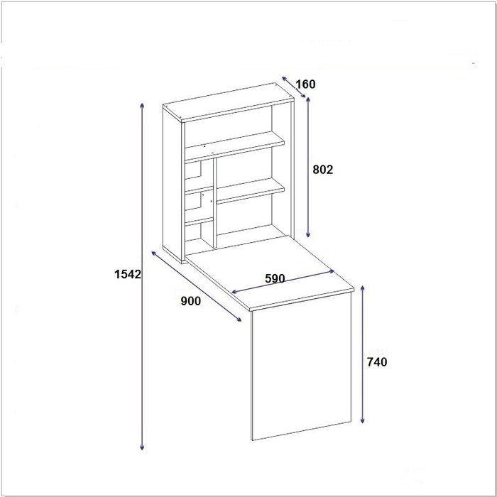 Hanah Home Mesa de Estudio Anthracite con Estantes y Fijación a Pared, Elegante Diseño Moderno Escandinavo Hanah Home Mesa de Estudio Anthracite con Estantes y Fijación a Pared, Elegante Diseño Moderno Escandinavo