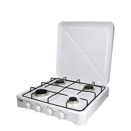 Edm Cocina de Gas Esmaltada 4 Fuegos Blanca para Gas Butano Exterior 57 x 52 x 7,5 cm